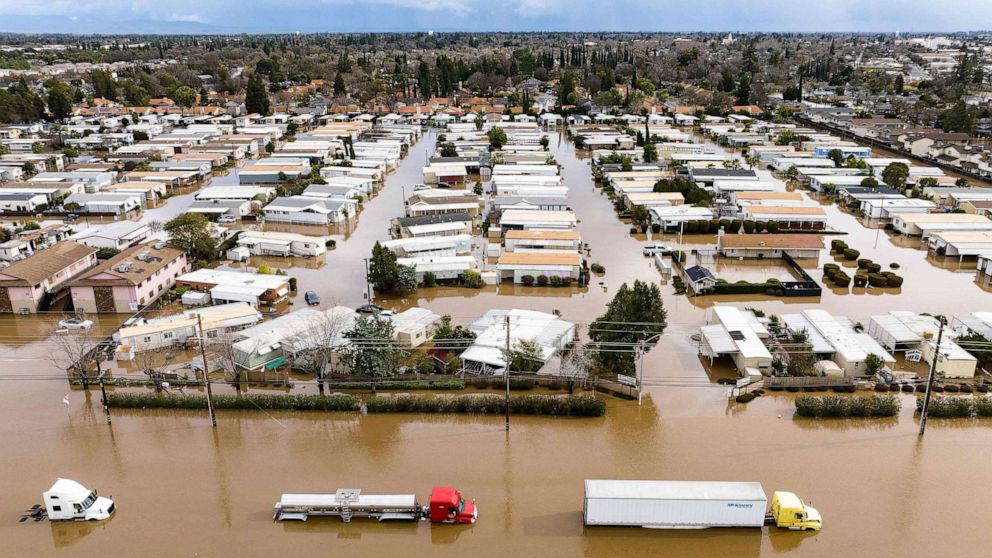 Another storm floods California houses, displacing over 25,000; 19 dead.