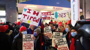 7,000 nurses at the two biggest hospitals in New York City go on strike.
