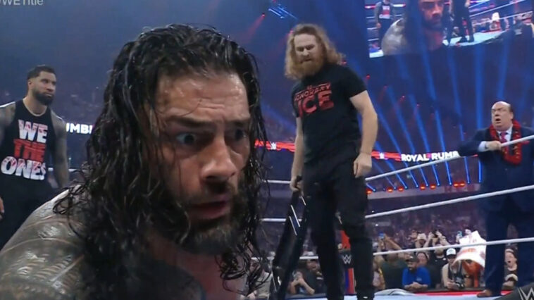 WWE Royal Rumble Highlights: The Bloodline assaults Sami Zayn after Roman Reigns defeats Owens.