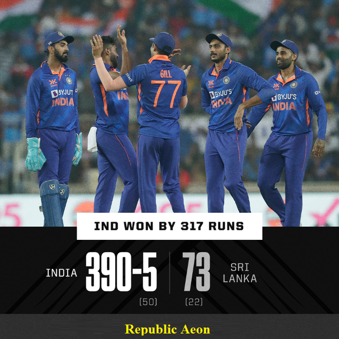 IND Vs. SL 3rd ODI: India Beat Sri Lanka By 317 Runs And Set A New ...