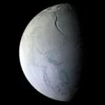 NASA shows pictures of Enceladus, an icy moon of Saturn.