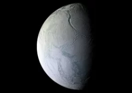 NASA shows pictures of Enceladus, an icy moon of Saturn.