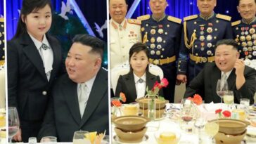 Kim Jong Un of North Korea cheers on his troops. His daughter was seen again.