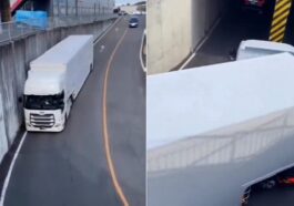 Truck driver's driving skills amazes netizens .