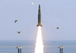 Two strategic cruise missiles are fired from a submarine by North Korea.