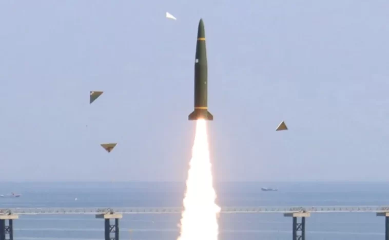 Two strategic cruise missiles are fired from a submarine by North Korea.