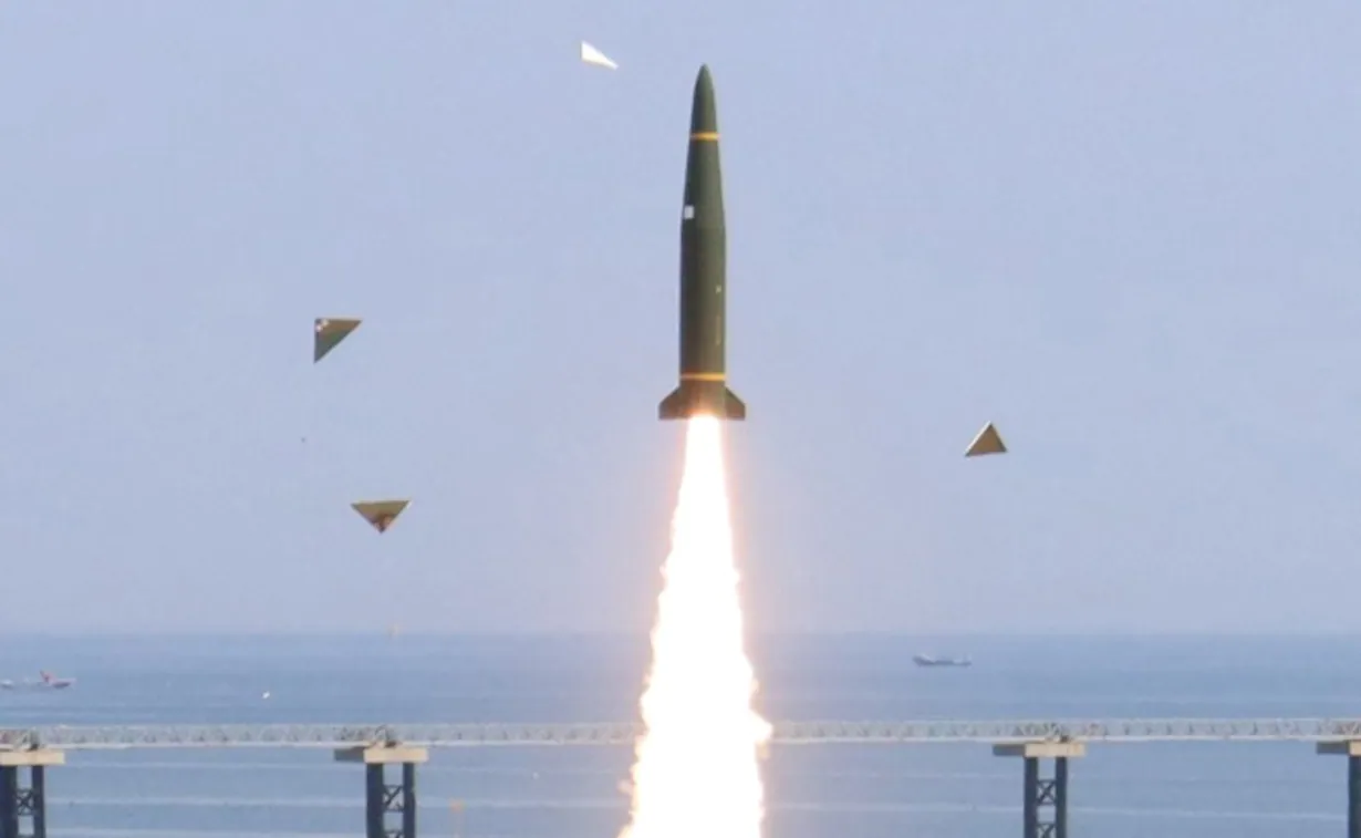 Two strategic cruise missiles are fired from a submarine by North Korea.