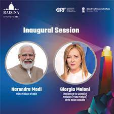 Raisina Dialogue commences today; Italian Prime Minister Giorgia Meloni will be the keynote speaker at the inaugural session.