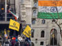 A bigger national flag drapes the Indian Mission in the UK amid pro-Khalistan protests