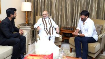 Ram Charan and Chiranjeevi Met with Amit Shah after Oscar Win