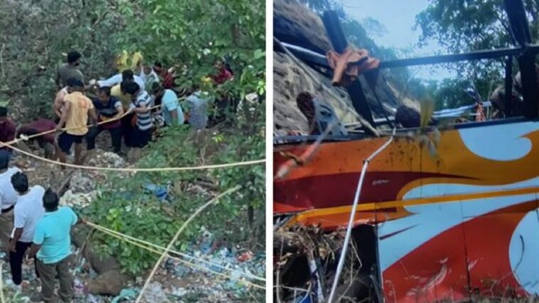 12 dead, over 25 injured after bus falls into ditch in Raigad