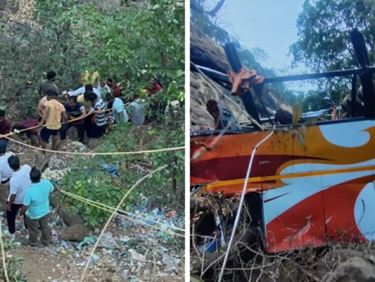 12 dead, over 25 injured after bus falls into ditch in Raigad