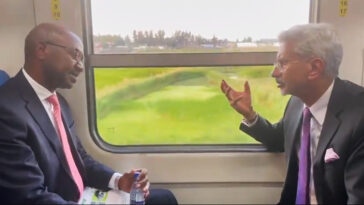 EAM Jaishankar rides a 'Made in India' train in Maputo during his visit to Mozambique