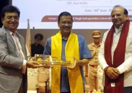 At IP univ campus launch, ‘Modi, Modi’ slogans interrupted Kejriwal’s speech