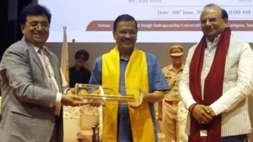 At IP univ campus launch, ‘Modi, Modi’ slogans interrupted Kejriwal’s speech