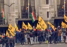 Indian Community Waves Tricolour Countering Pro-Khalistan Protest In Canada's Toronto.