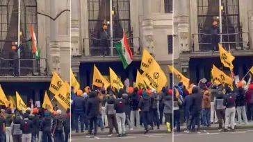 Indian Community Waves Tricolour Countering Pro-Khalistan Protest In Canada's Toronto.
