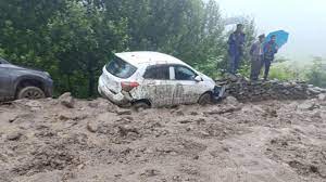 Damage from flash floods in the Kinnaur and Shimla regions of Himachal