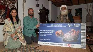 Sadhguru inaugurates MotoGP Bharat at opening ceremony.