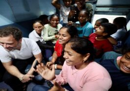 Rahul Gandhi boards Bilaspur-Raipur train, chats with passengers.